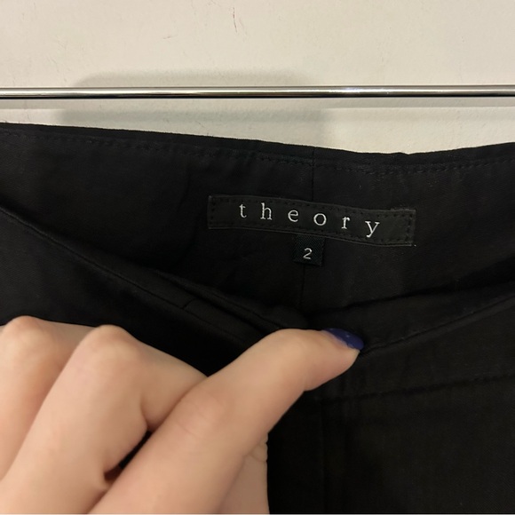 Theory Women’s Black Linen Wide Leg Trouser Pants - Picture 8 of 8